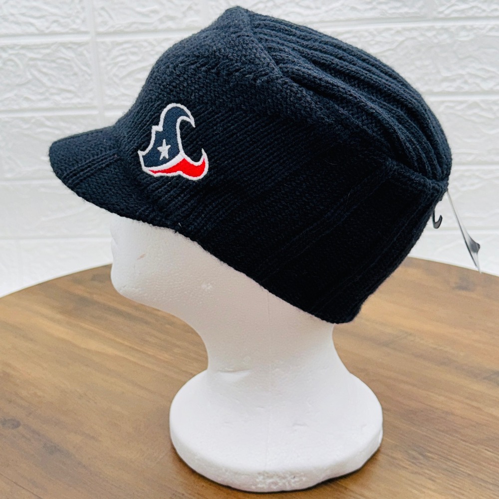 RARE NWT 47 Brand NFL Houston Texans Women's Navy Knit Visor Beanie Hat Cap OSFA